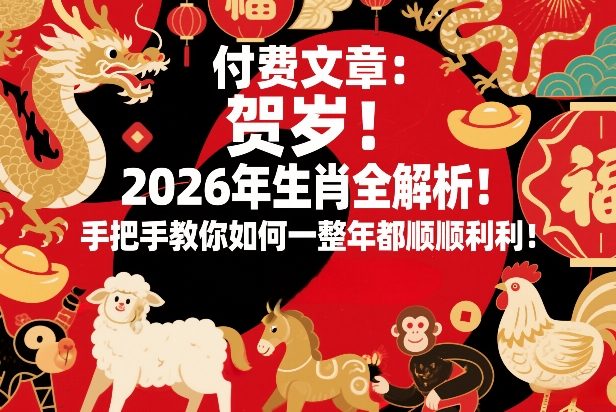 付费文章：贺岁！2026年生肖全解析！手把手教你如何一整年都顺顺利利！-网创资源站
