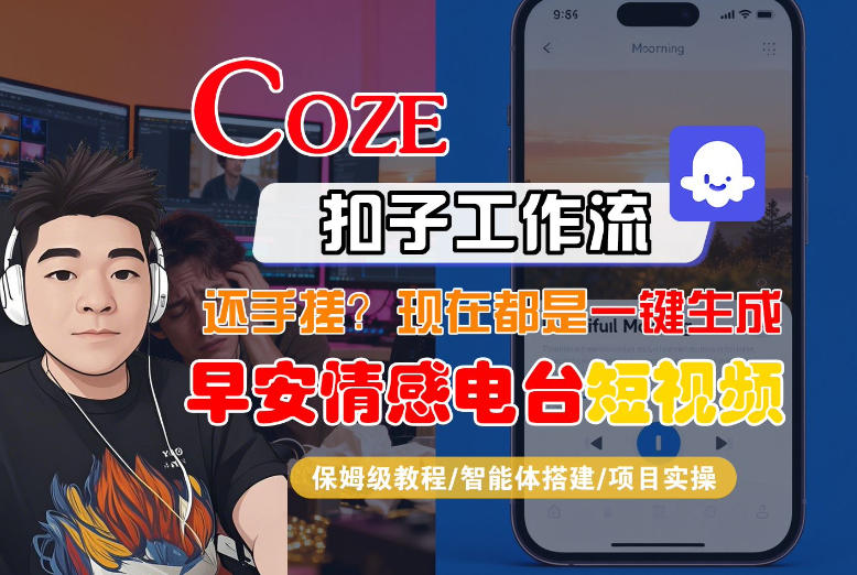 【Coze工作流搭建实操教程】【coze】早安情感电台日签视频还在手动做？用扣子工作流自动生成，省时90%-网创资源站