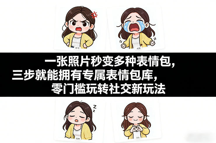 一张照片秒变多种表情包，三步就能拥有专属表情包库，零门槛玩转社交新玩法【文档】-网创资源站