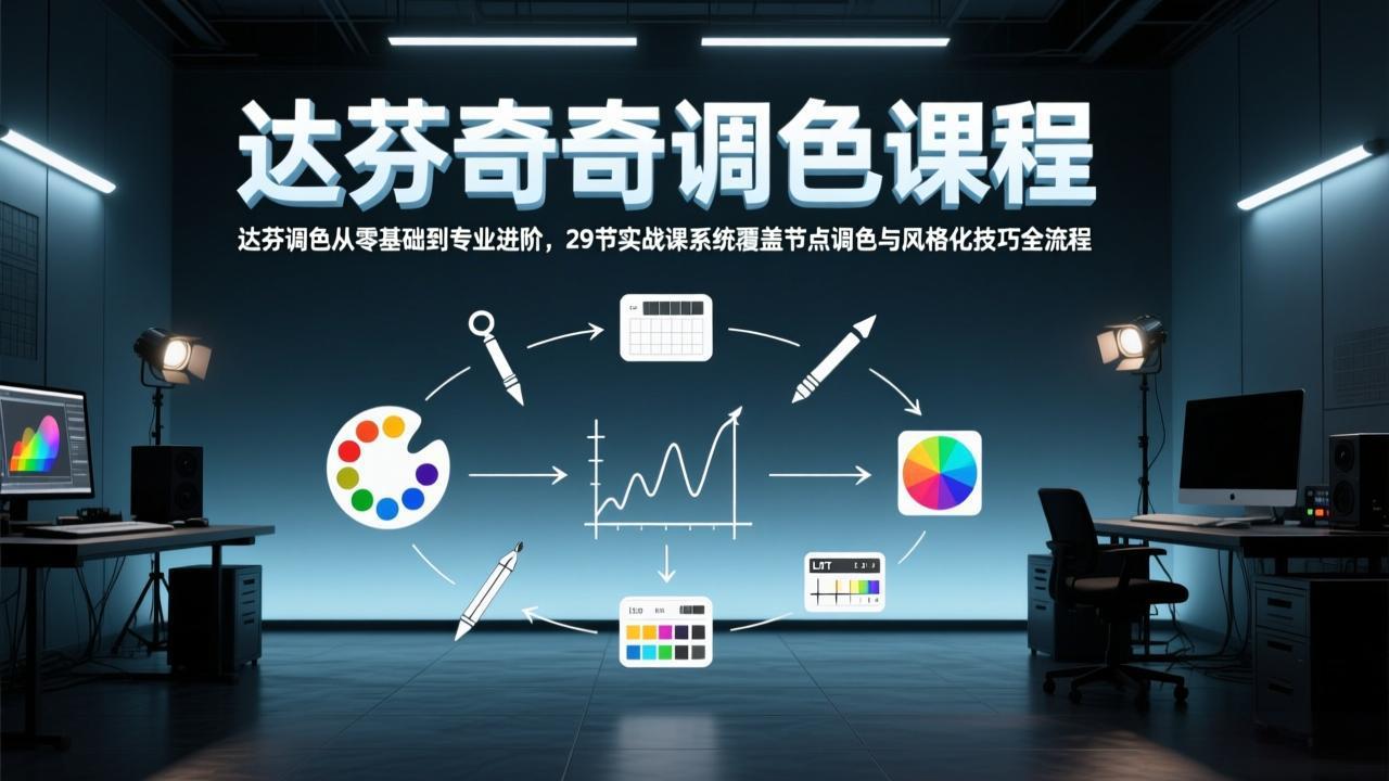 达芬奇调色从零基础到专业进阶，29节实战课系统覆盖节点调色与风格化技巧全流程-网创资源站