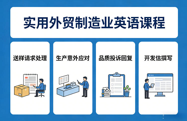 实用外贸制造业英语课程，教你专业处理送样请求、应对生产意外、回复品质投诉、撰写开发信等-网创资源站