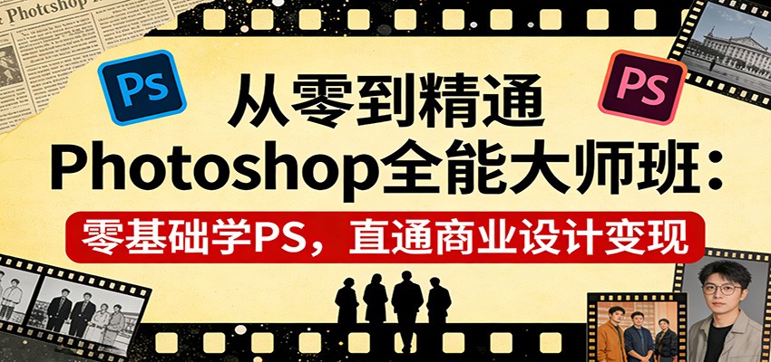 从零到精通Photoshop全能大师班：零基础学PS，直通商业设计变现-网创资源站