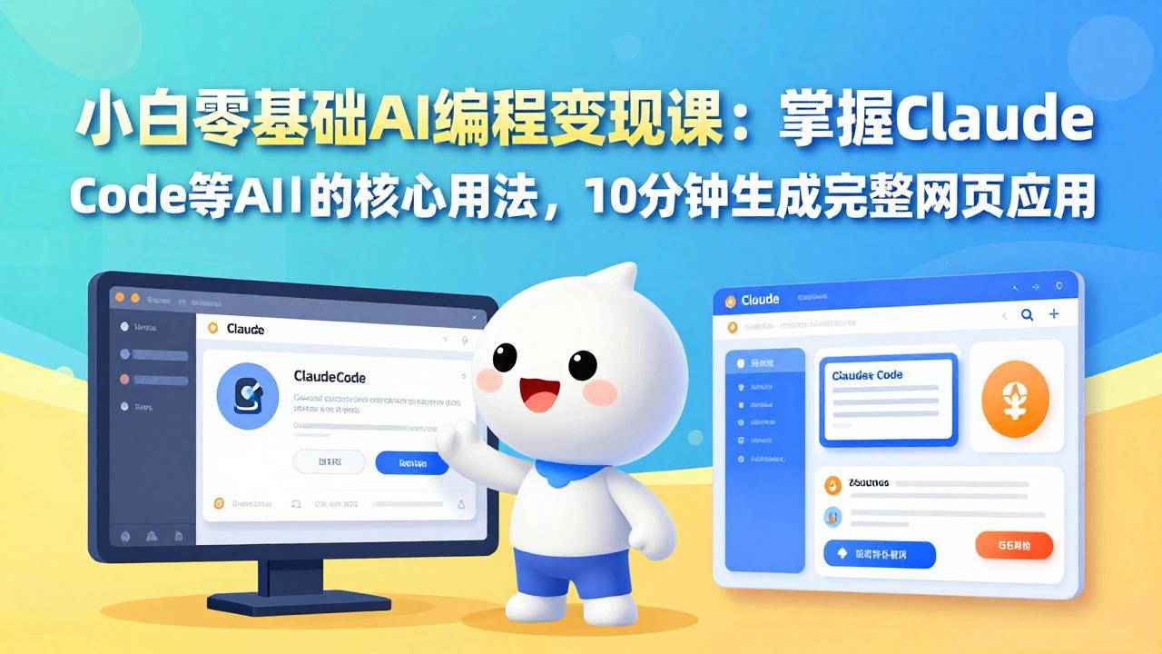 小白零基础AI编程变现课：掌握Claude Code等AI工具的核心用法，10分钟生成完整网页应用-网创资源站