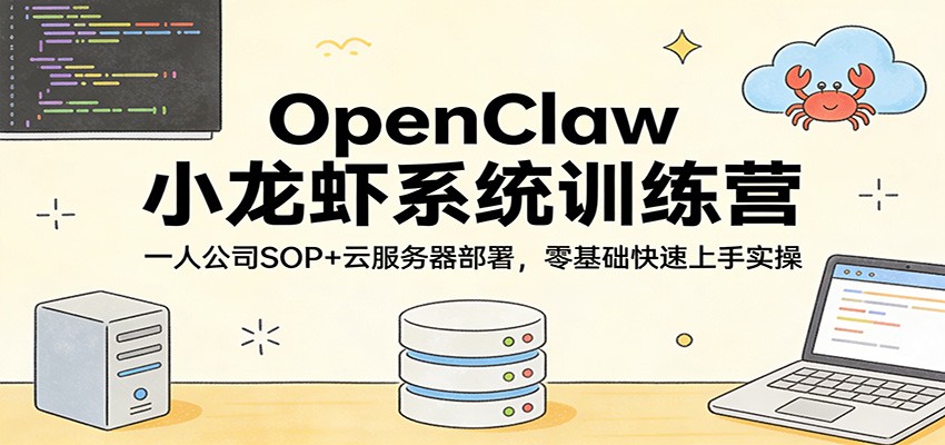 OpenClaw小龙虾系统训练营：一人公司SOP，云服务器部署，零基础快速上手实操-网创资源站