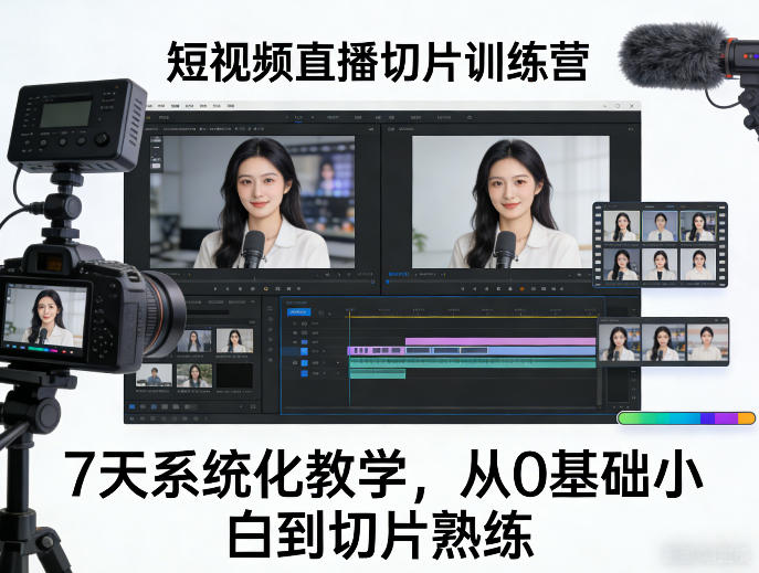 短视频直播切片训练营，7天系统化教学，从0基础小白到切片熟练-网创资源站