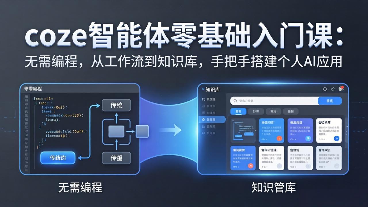 coze智能体零基础入门课：无需编程，从工作流到知识库，手把手搭建个人AI应用-网创资源站
