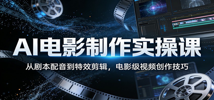 AI电影制作实操课：从剧本配音到特效剪辑，电影级视频创作技巧-网创资源站