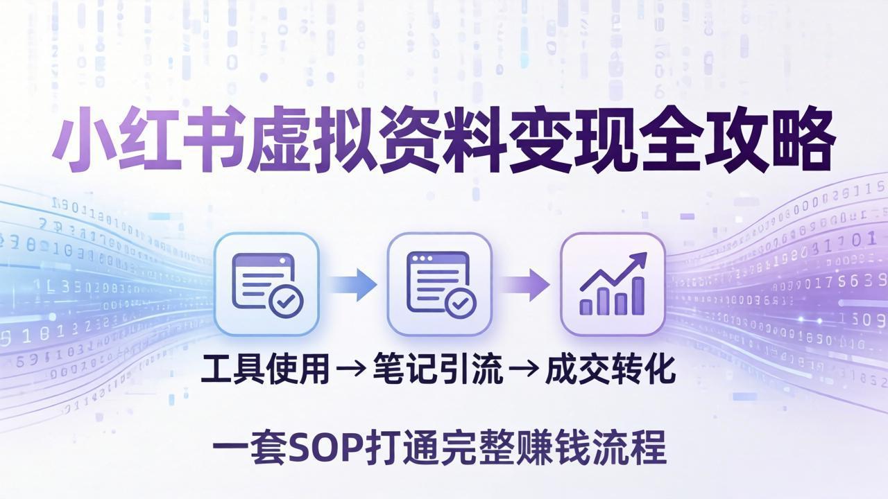 小红书虚拟资料变现全攻略：从工具使用到笔记引流成交，一套 SOP 打通完整赚钱流程-网创资源站