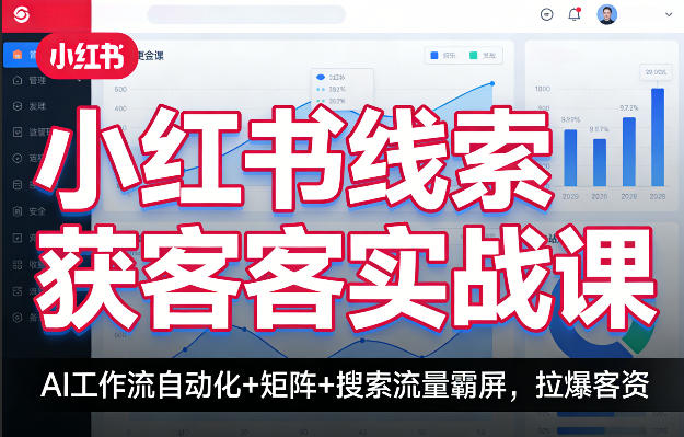 小红书线索获客实战课，AI工作流自动化+矩阵+搜索流量霸屏，拉爆客资-网创资源站