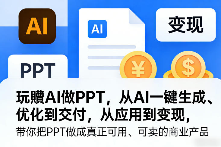 玩賺AI做PPT，从AI一键生成、优化到交付，从应用到变现，带你把PPT做成真正可用、可卖的商业产品(更新0401)-网创资源站