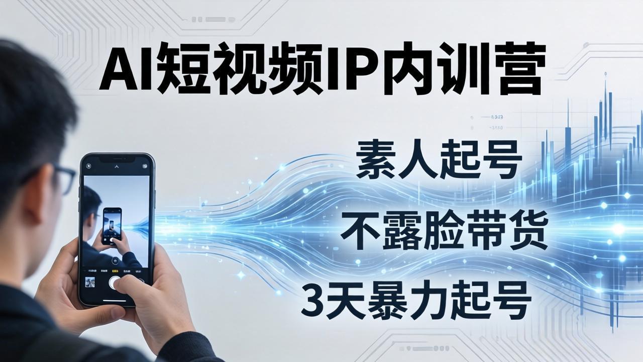 2026AI短视频IP内训营：从素人起号到不露脸带货，3天暴力起号全流程拆解-网创资源站
