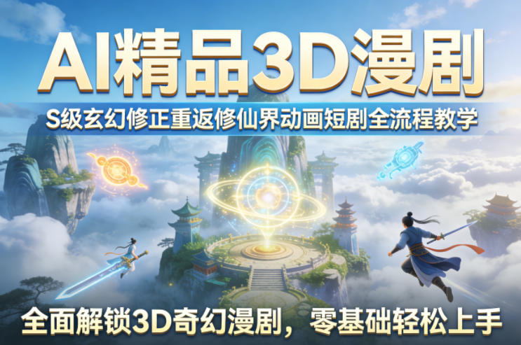 AI精品3D漫剧S级玄幻修正重返修仙界动画短剧全流程教学，全面解锁3D奇幻漫剧，零基础轻松上手-网创资源站