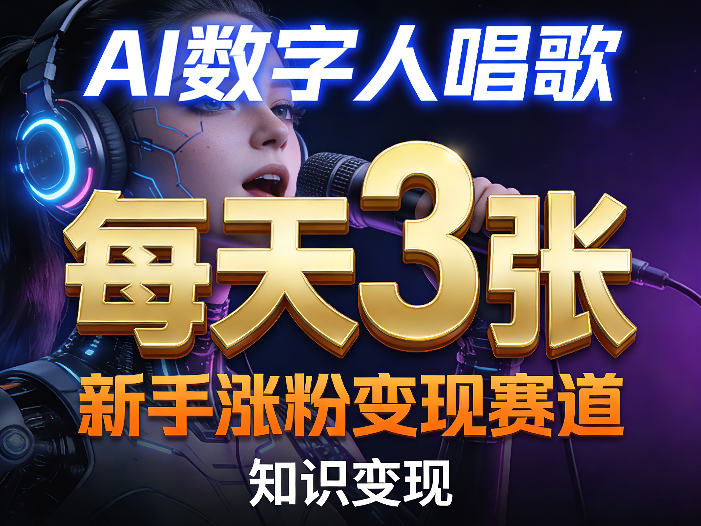 AI数字人唱歌，新手涨粉变现赛道，每天3张和知识付费，副业必备-网创资源站