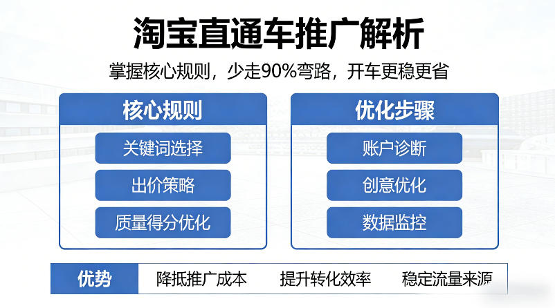 淘宝直通车推广解析，掌握核心规则，少走90%弯路，开车更稳更省-网创资源站