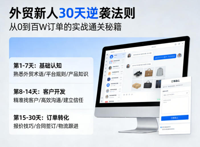 外贸新人30天逆袭法则，教你从0到百W订单的实战通关秘籍-网创资源站