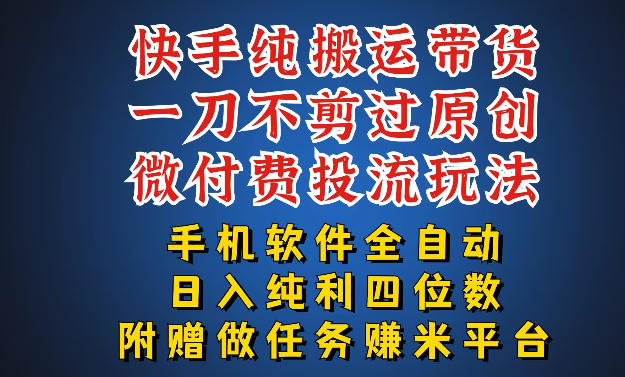 最新黑科技快手搬运带货方法，手机就能操作，轻松带你日入四位数【揭秘】-网创资源站