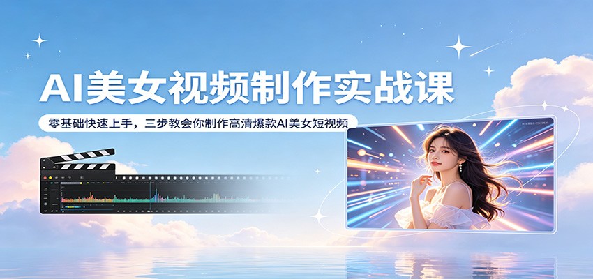 AI美女视频制作实战课：零基础快速上手，三步教会你制作高清爆款AI美女短视频-网创资源站