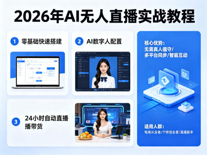 2026年AI无人直播实战教程，零基础也能快速搭建AI数字人无人直播间，实现24小时自动直播带货-网创资源站