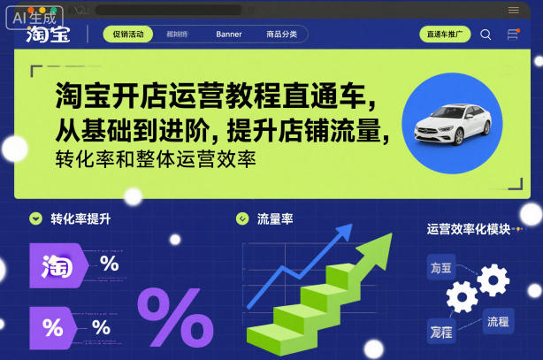 淘宝开店运营教程直通车，从基础到进阶，提升店铺流量，转化率和整体运营效率(更新26年4月10日)-网创资源站