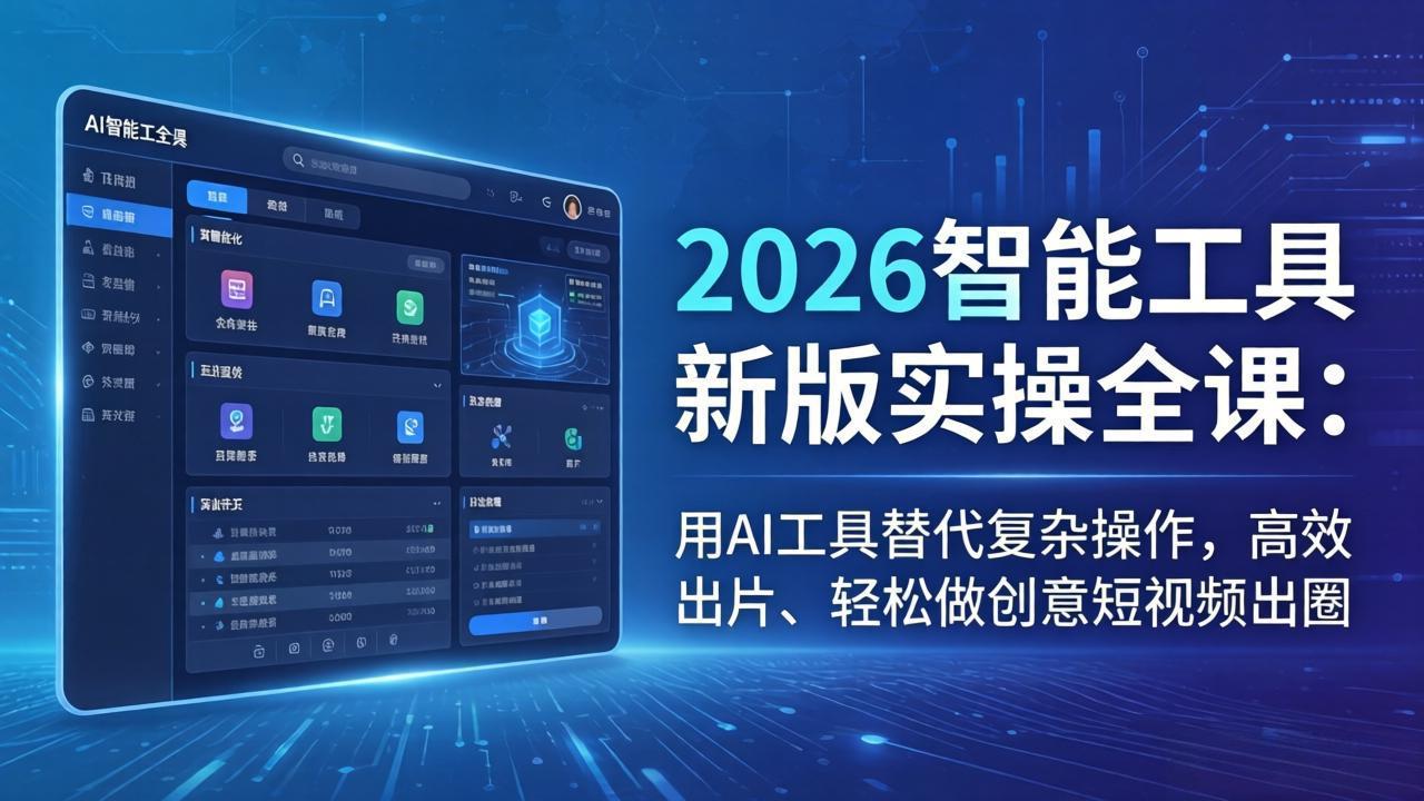 2026智能工具新版实操全课：用AI工具替代复杂操作，高效出片、轻松做创意短视频出圈-网创资源站