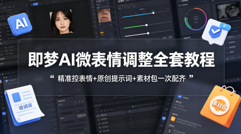 即梦AI微表情调整全套教程，精准控表情+原创提示词+素材包一次配齐-网创资源站