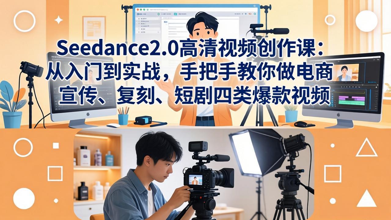 Seedance2.0高清视频创作课：从入门到实战，手把手教你做电商、宣传、复刻、短剧四类爆款视频-网创资源站