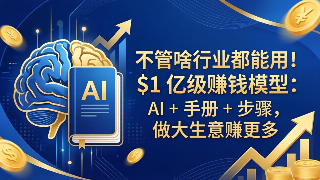 不管啥行业都能用！$1 亿级赚钱模型：AI + 手册 + 步骤，做大生意赚更多-网创资源站