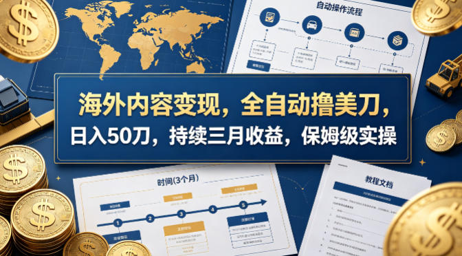 海外内容变现，全自动撸美刀，日入50刀，持续三月收益，保姆级实操【揭秘】-网创资源站