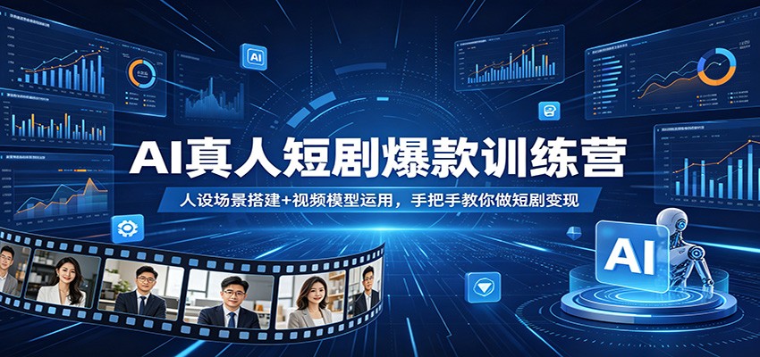 AI真人短剧爆款训练营：人设场景搭建+视频模型运用，手把手教你做短剧变现-网创资源站