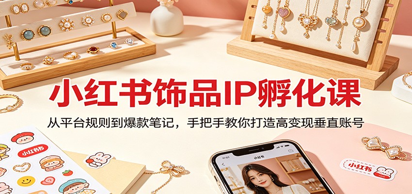 小红书饰品IP孵化课：从平台规则到爆款笔记，手把手教你打造高变现垂直账号-网创资源站