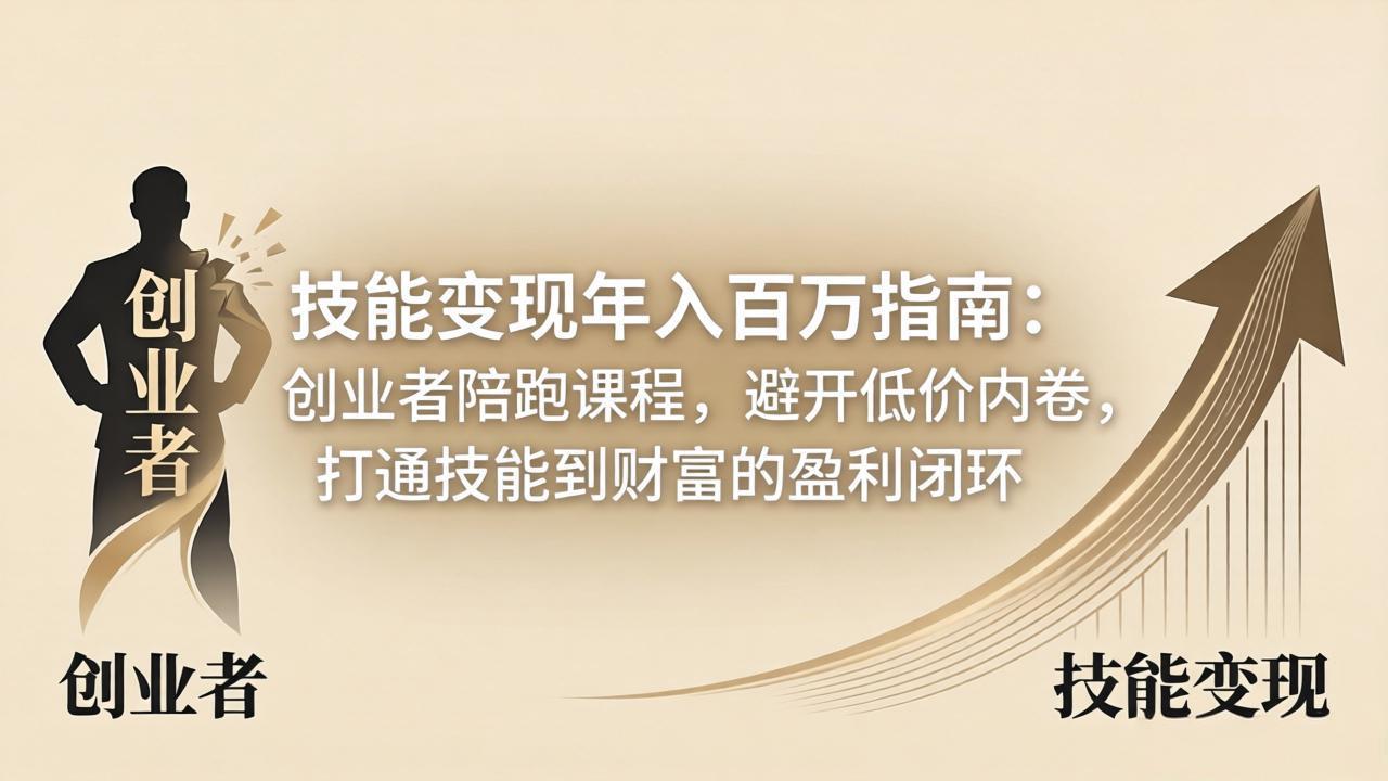 技能变现年入百万指南：创业者陪跑课程，避开低价内卷，打通技能到财富的盈利闭环-网创资源站