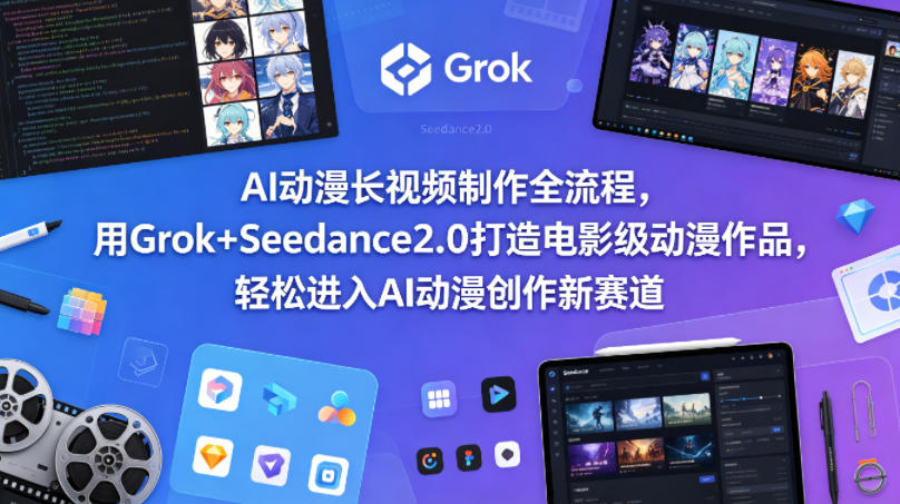 AI动漫长视频制作全流程，用Grok+Seedance2.0打造电影级动漫作品，轻松进入AI动漫创作新赛道-网创资源站