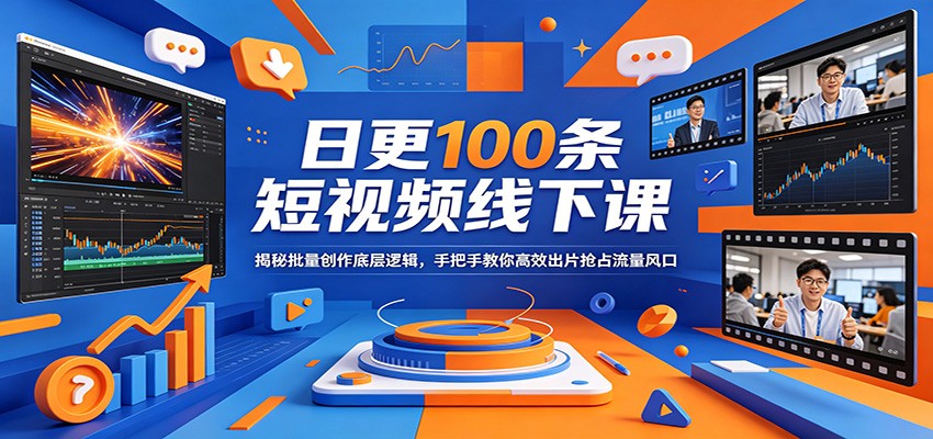 日更100条短视频线下课：揭秘批量创作底层逻辑，手把手教你高效出片抢占流量风口-网创资源站