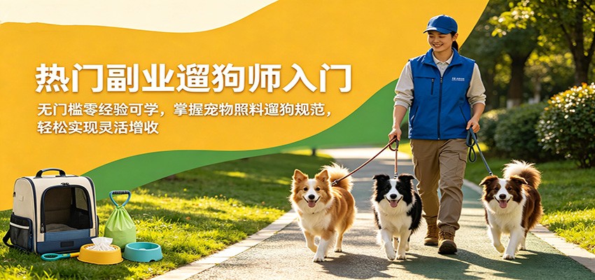 热门副业遛狗师入门，无门槛零经验可学，掌握宠物照料遛狗规范，轻松实现灵活增收-网创资源站