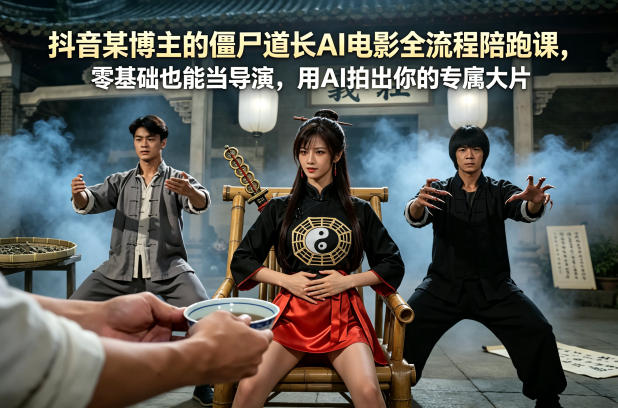 抖音某博主的僵尸道长AI电影全流程陪跑课，零基础也能当导演，用AI拍出你的专属大片-网创资源站
