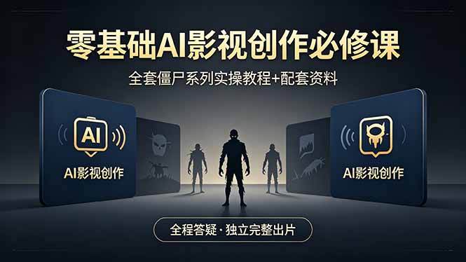 零基础AI影视创作必修课，全套僵尸系列实操教程加配套资料，全程答疑带你独立完整出片-网创资源站