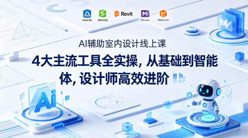 AI辅助室内设计线上课｜4大主流工具全实操，从基础到智能体，设计师高效进阶-网创资源站