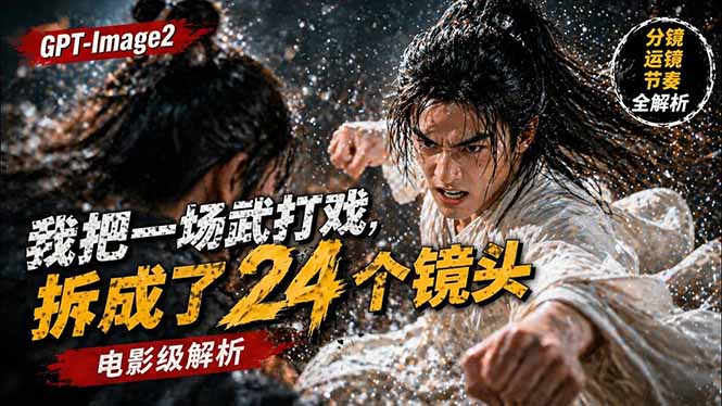 用GPT-Image2，把一段武打对决拆成24个连续镜头，从人物建立、动作衔接、运镜节奏，到情绪爆发-网创资源站