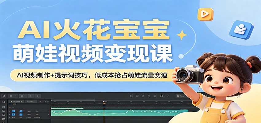 AI火花宝宝萌娃视频变现课：AI视频制作+提示词技巧，低成本抢占萌娃流量赛道-网创资源站