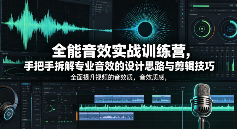 全能音效实战训练营，手把手拆解专业音效的设计思路与剪辑技巧，全面提升视频的音效质感-网创资源站
