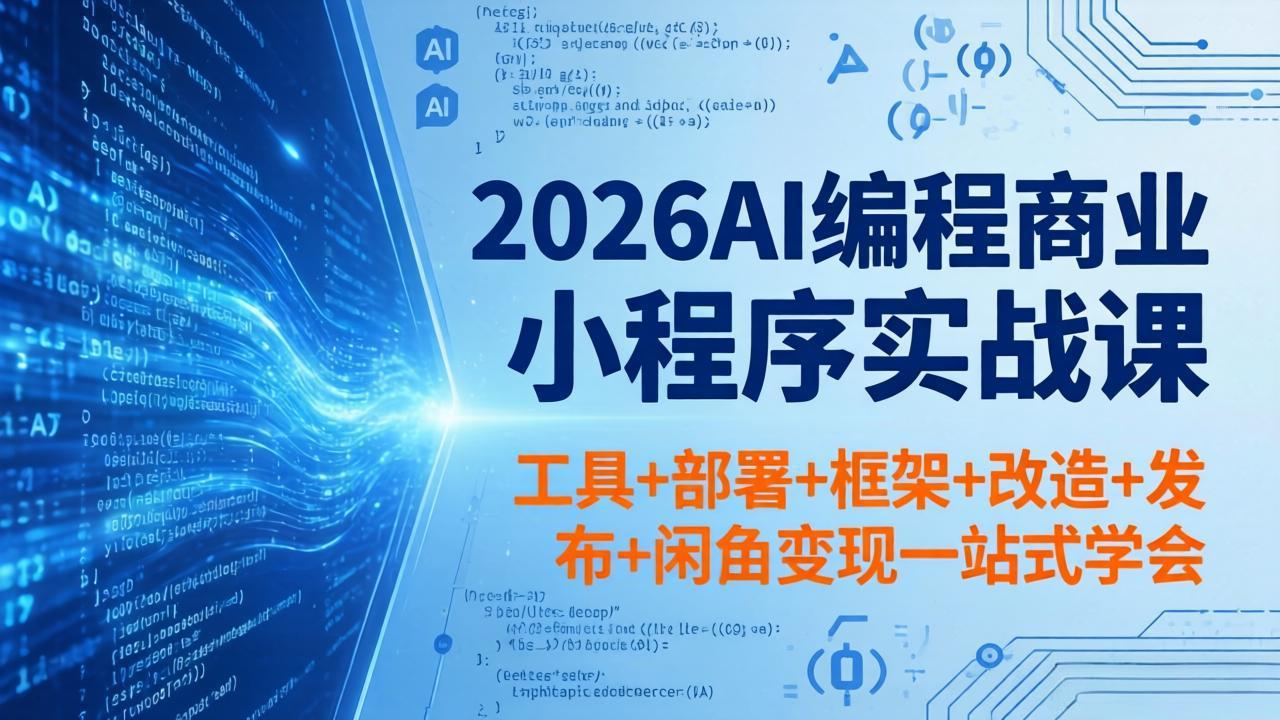 2026AI编程商业小程序实战课，工具+部署+框架+改造+发布+闲鱼变现一站式学会-网创资源站