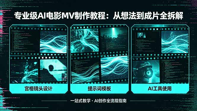专业级AI电影MV制作教程，从想法到成片全拆解，宫格镜头+提示词模板+AI工具一站式教学-网创资源站