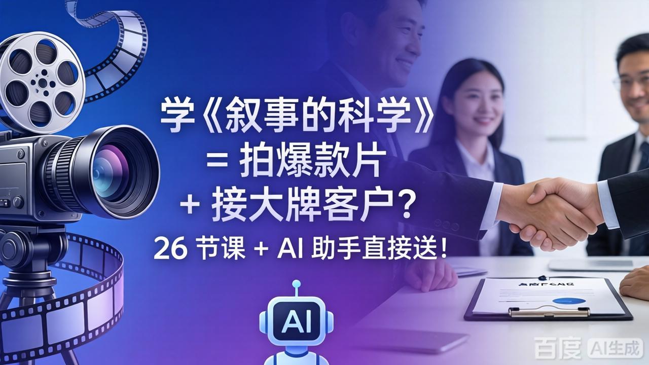学《叙事的科学》= 拍爆款片 + 接大牌客户？26 节课 + AI 助手直接送！-网创资源站