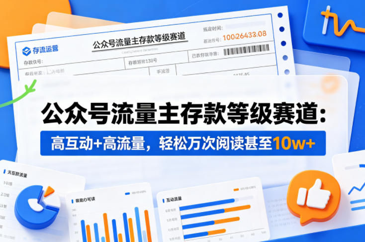 公众号流量主之存款等级赛道，高互动+高流量，轻松达到万次阅读，甚至10w+-网创资源站