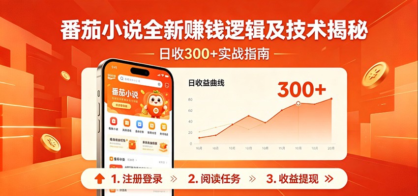 番茄小说全新赚钱逻辑及技术日收300+，小白新书皆可做！无脑赚就行了！-网创资源站