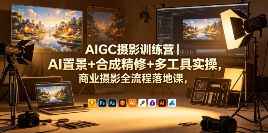 AIGC摄影训练营｜AI置景+合成精修+多工具实操，商业摄影全流程落地课-网创资源站
