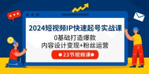 2024短视频IP快速起号实战课,0基础打造爆款内容设计变现+粉丝运营(23节)-网创资源站