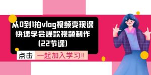 从0到1拍vlog视频变现课：快速学会爆款视频制作（22节课）-网创资源站