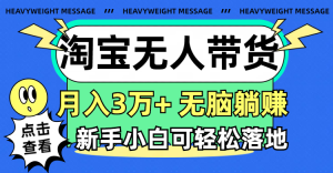 （11574期）淘宝无人带货3.0高收益玩法，月入3万+，无脑躺赚，新手小白可落地实操-网创资源站
