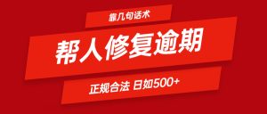 靠几句话术帮人解决逾期日入500+ 看一遍就会 正规合法-网创资源站